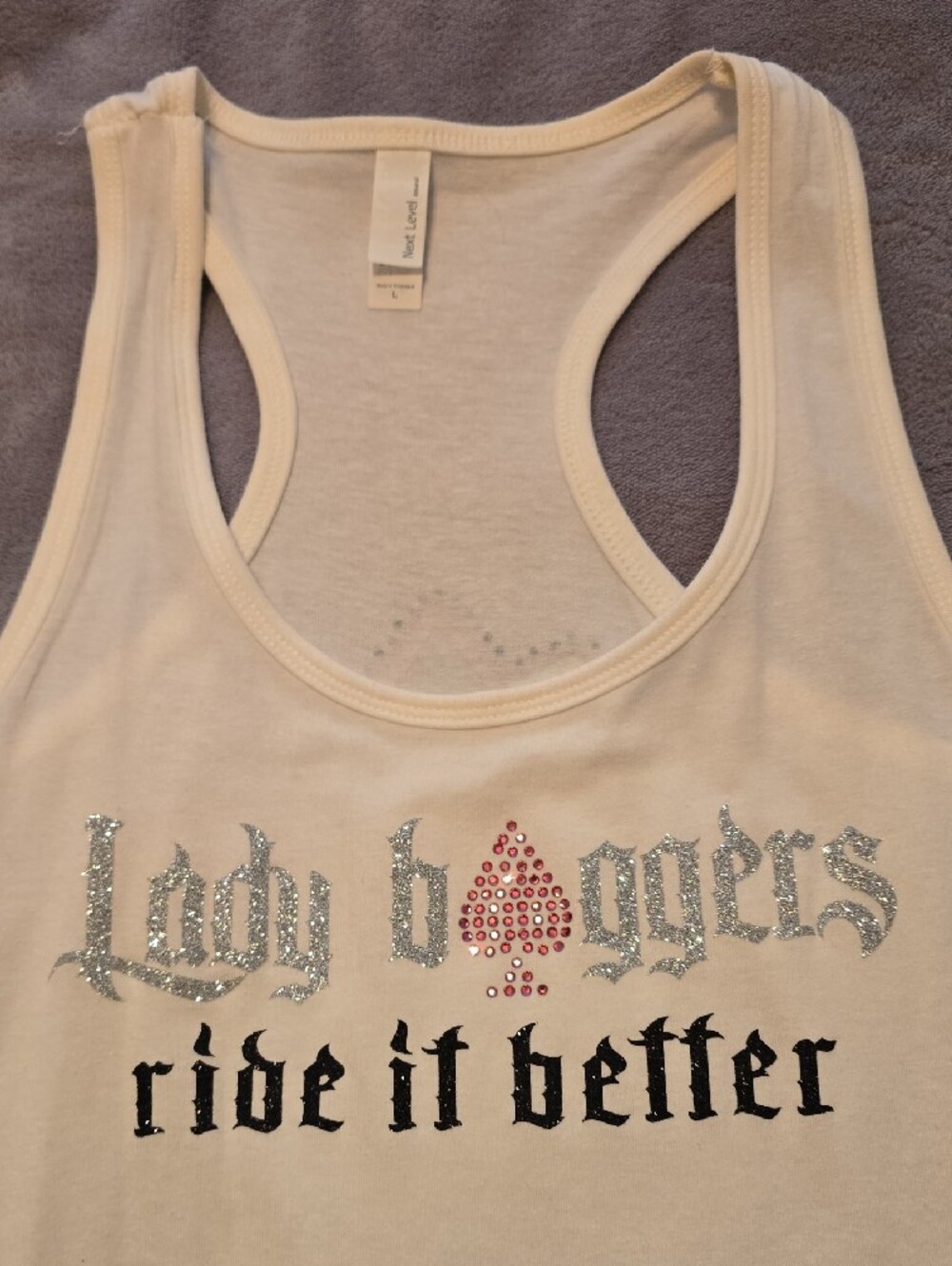 Lady Baggers "Ride It Better" White Racerback Tank - Picture 3 of 3